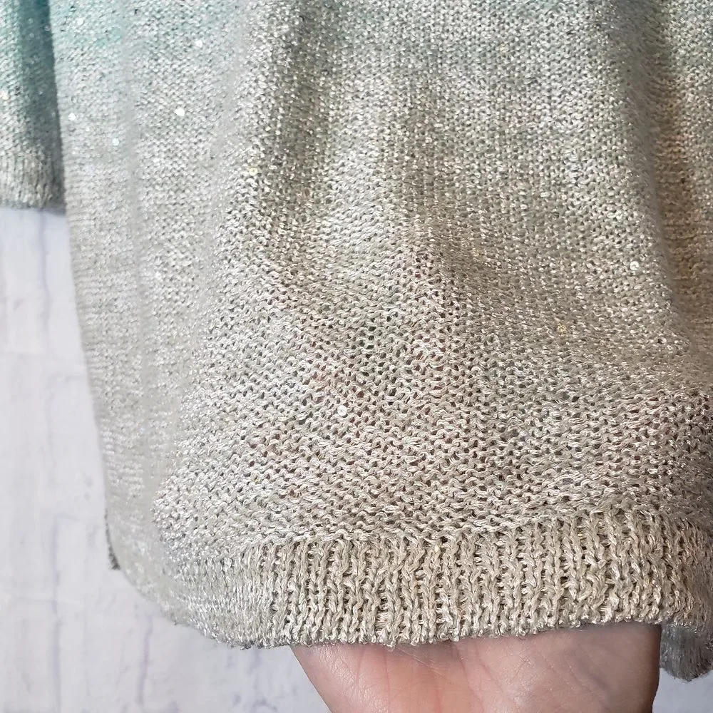 PECK & PECK Sequined Lightweight Ombre Pullover Sweater Petite Small